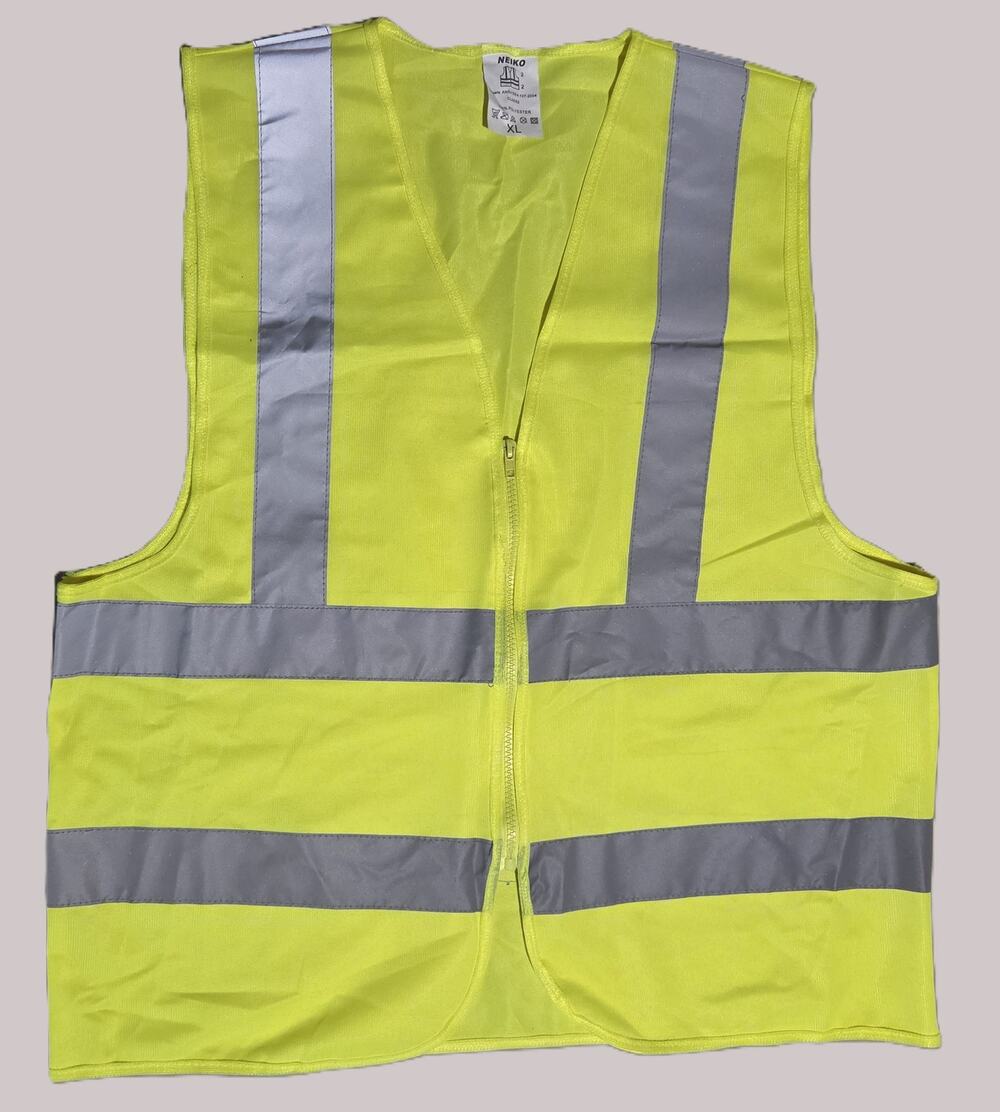 Safety Vest XL Neiko High Visibility Neon Yellow Zip Front 6 Available